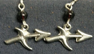 Zodiac earrings - Sagittarius (11/23-12/21) dark red bead - Picture 1 of 2