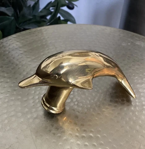 Vintage Solid Brass Dolphin Fish Faucet  Handle Cover