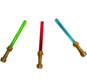 Lego Lichtschwert 3er-Pack Goldgriff, rot, grün, blau Klingen - Bild 1 von 1