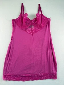 Victoria's Secret One Piece Unlined Lace Cami Babydoll Teddy Magenta XL NWT - Picture 1 of 16