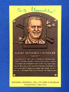 Albert "Happy" Chandler Autographed National Baseball HOF Plaque Postcard - Picture 1 of 2