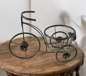 Wrought Iron Tricycle Planter Plant Stand Flower Pot Indoor/Outdoor Decor - Picture 1 of 7