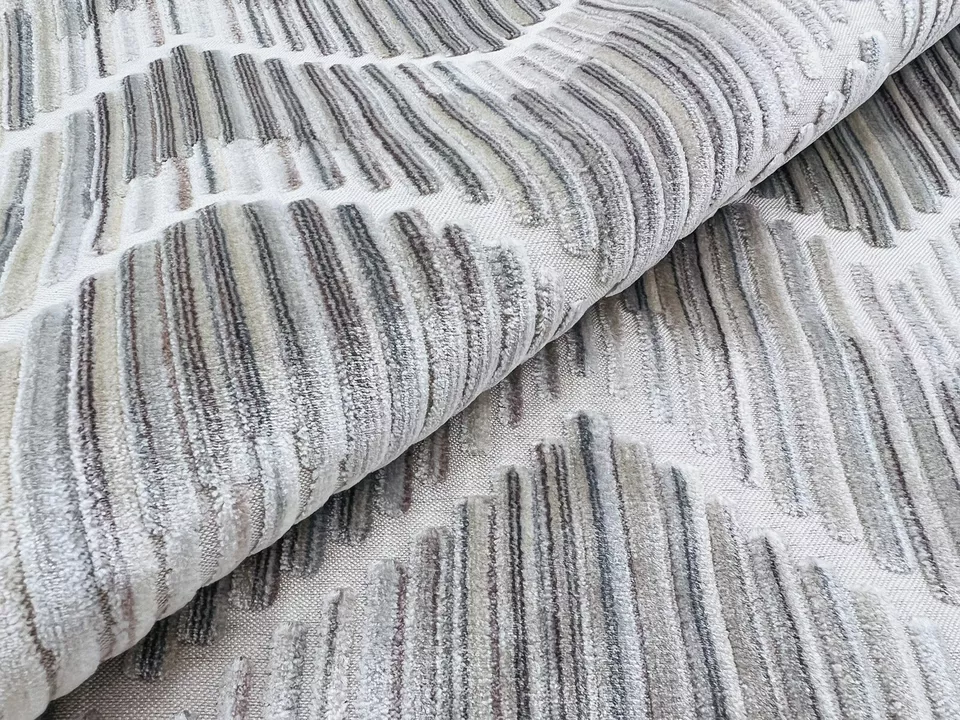 Kravet Couture Flamestitch Chevron Velvet Fabric- Highs & Lows / Stone 5.75 yd - Image 1 of 3