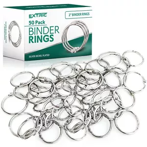 2 Inch Metal Binder Rings 50 Pack Heavy Duty for Index Cards and Flashcards - Picture 1 of 6