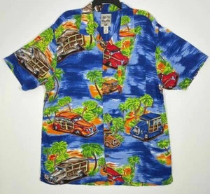 Steve & Barry's Classic Hawaiian Short Sleeve Button Up Cars Palm Tree Men's L - Picture 1 of 8
