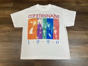 T-shirt vintage 1990 Whitesnake Lincensed to Brockum, Annuit Coeptis L/M - Foto 1 di 7