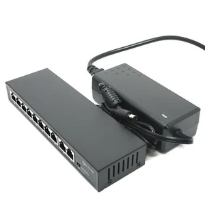 DSLRKIT 250M 10 Ports 8 PoE Switch Injector Power Over Ethernet 52V 120W max140W - Picture 1 of 10