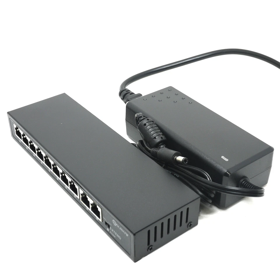 DSLRKIT 250M 10 Ports 8 PoE Switch Injector Power Over Ethernet 52V 120W max140W - Image 1 of 4