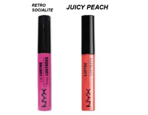 NYX Lip Lustre Glossy Lip Tint New Sealed Lot of 2 JUICY PEACH & RETRO SOCIALITE - Bild 1 von 2