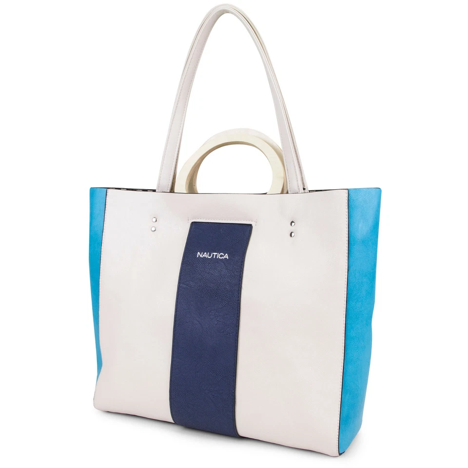 Bolso de Mano Nautica Eastwind para Mujer - Hueso y Bali Azul Rayas Foto 1 de 1
