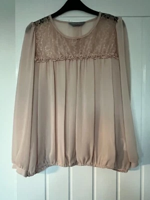 Buy Now 50% off Dorothy Perkins BabyPink Womens UK16 ChiffonBackButton&LaceTop  - Image 1 of 4