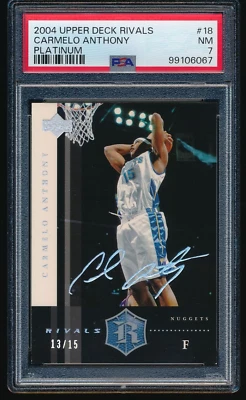 2004 Upper Deck Rivals Platinum #18 Carmelo Anthony Denver Nuggets /15 PSA 7 NM - Image 1 of 2