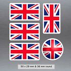  5 Small Uk, English Union Jack Flag Vinyl Stickers 50 X 29 Mm & 36 Mm Round