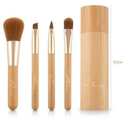 Luvia 4-tlg. Set: Reise-Pinselset "Travel Bamboo" in Gold - Vegan