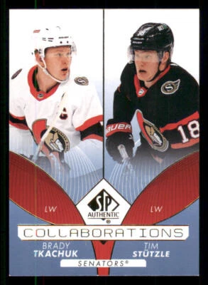 2022-23 SP Authentic Collaborations Blue #C14 Brady Tkachuk/Tim Stutzle - Image 1 of 2