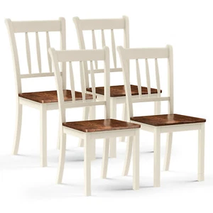 4PCS Wooden Dining Side Chair High Back Armless Home Furniture White - Picture 1 of 6