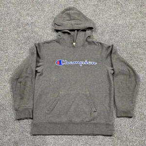 Champion Hoodie Youth Size Medium Sweatshirt Pullover Gray Blue Kids Boys Girls - Picture 1 of 11