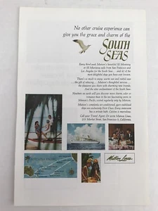 Matson Lines Cruise Ship Vtg 1964 Print Ad South Seas - Picture 1 of 4