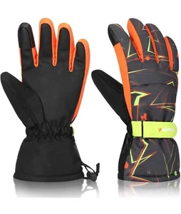NWT Orange/black Yidomto Domto Outdoor Ski Snow Gloves Size L Winter Waterproof - Bild 1 von 6
