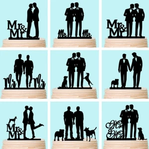 Herr & Herr Hochzeitstorte Topper Gay Gleichgeschlechtliche Verlobung Dekoration - Picture 1 of 18