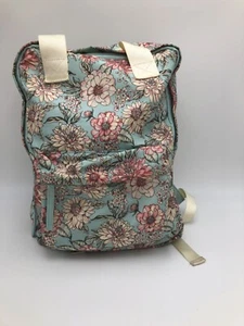 No Boundaries Rucksack türkis Blumen klein quadratisch mit 2 Reißverschlüssen  - Bild 1 von 3