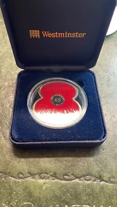 2012 Jersey Silber PP rote Mohnform £5 Münze  - Bild 1 von 1