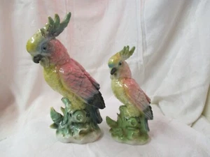 Antique Germany WR pair porcelain Figurines Birds Cockatiels Cockatoos - Picture 1 of 13