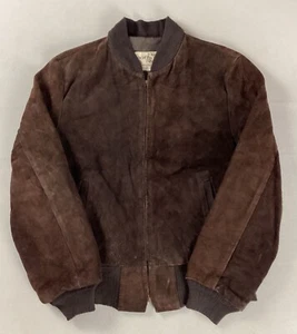 Vintage Sears The Leather Shop Suede Bomber Jacket Brown Size 36 - Picture 1 of 19