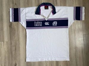 SCOTLAND RUGBY SHIRT AWAY CANTERBURY 2000/2002 JERSEY WHITE VINTAGE RARE Sz L - Picture 1 of 6