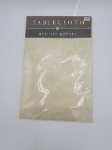 Holiday Royale Ivory & Gold Damask Tablecloth 52" X 70" Rectangle New In Package