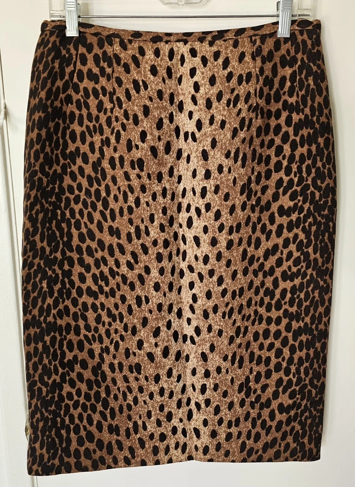 Falda lápiz Michael Kors estampado de leopardo para mujer talla 10 hecha en Italia recta  Foto 1 de 4