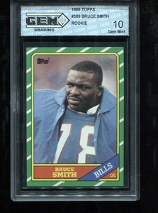 Bruce Smith Rookie 1986 Topps #389 RC Card MVP NFL Buffalo Bills GIOCO PERFETTO COME NUOVO 10 - Foto 1 di 2