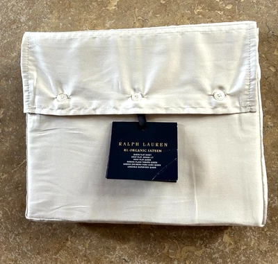Ralph Lauren Satén Orgánico Reina Hoja Plana Platino 624 Hilos Cuenta $170 Nuevo con Etiquetas Foto 1 de 4