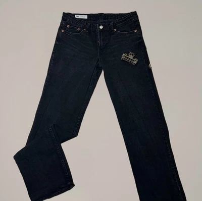 Zara Jeans Womens 6 Black Denim High Rise Straight Leg Classic Casual - Image 1 of 4