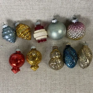 VTG Christmas Tree Ornament Lot Mercury Glass Shiny Brite Mica MCM Indents - Picture 1 of 10