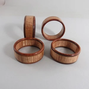 Lot of 4 Hand Made Curly Maple Bangle Bracelets 2 9/16" Inside - Picture 1 of 4