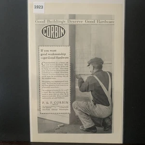 Vintage 1923 Corbin Good Building's Deserve Good Hardware Ad Advertisement - Imagen 1 de 2