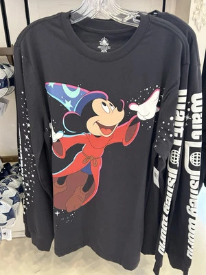 Camisa Mickey 2025 Walt Disney World Park Sorcerer manga larga negra adulto grande Foto 1 de 4
