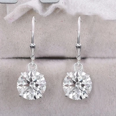 6.50 Ct Certified Round Cut White Diamond Solitaire Dangler Earrings,925 Silver - Image 1 of 4
