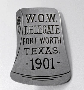 Antike Delegiertenmedaille Woodmen of the World von 1901: Fort Worth TX; Bruderorg - Bild 1 von 2