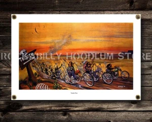 Motociclista Chopper Dave Mann Ed Roth Studios Tecote Run 2' X 3' - Imagen 1 de 1