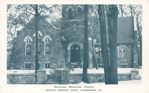 Cartolina Womelsdorf PA Bausman Chiesa commemorativa Betania casa degli orfani - Foto 1 di 2
