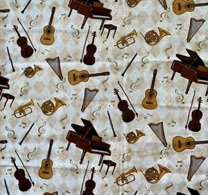 Vintage Stoff Musik Musikinstrumente 1999 DAN-C2212 Hi-Fahion 43” x 21” - Bild 1 von 7