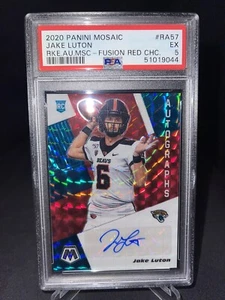 Mosaic NFL 2020 Jaguars Jake Luton Red Fusion Autographed Rookie card *PSA 5* - Picture 1 of 1