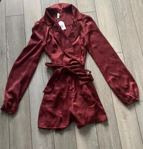 GLAM Los Angeles Satin Sleep One Piece spa Robe Romper Loungewear Fall Robe - Picture 1 of 11