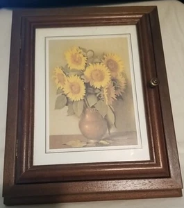VTG Handmade Wooden Wall Mount Glass Front Hidden Key Holder Cabinet 9x11x2" - Picture 1 of 9