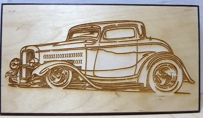 Placa grabada en madera de coche de dibujos animados de 1930, arte de pared, arte de automóvil, colgante de pared, exhibición Foto 1 de 3