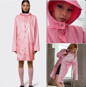 Neu mit Etikett Regenmantel Unisex lange Jacke Kapuze pink himmel 12020 - Medium UVP 125 $ - Bild 1 von 8