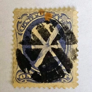 US Scott 145 Stamp Used Off Paper Perf Fancy Cork Grid Canel Franklin 1870 1971 - Bild 1 von 2