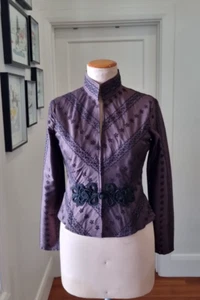 Pedro Del Hierro 12 ( 42 ) Brown & Black embroidered long sleeve blouse - Picture 1 of 11